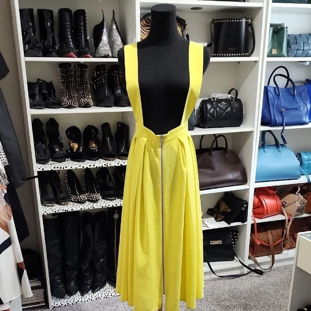 Yellow Backless Plunge Sundress for Cocktail